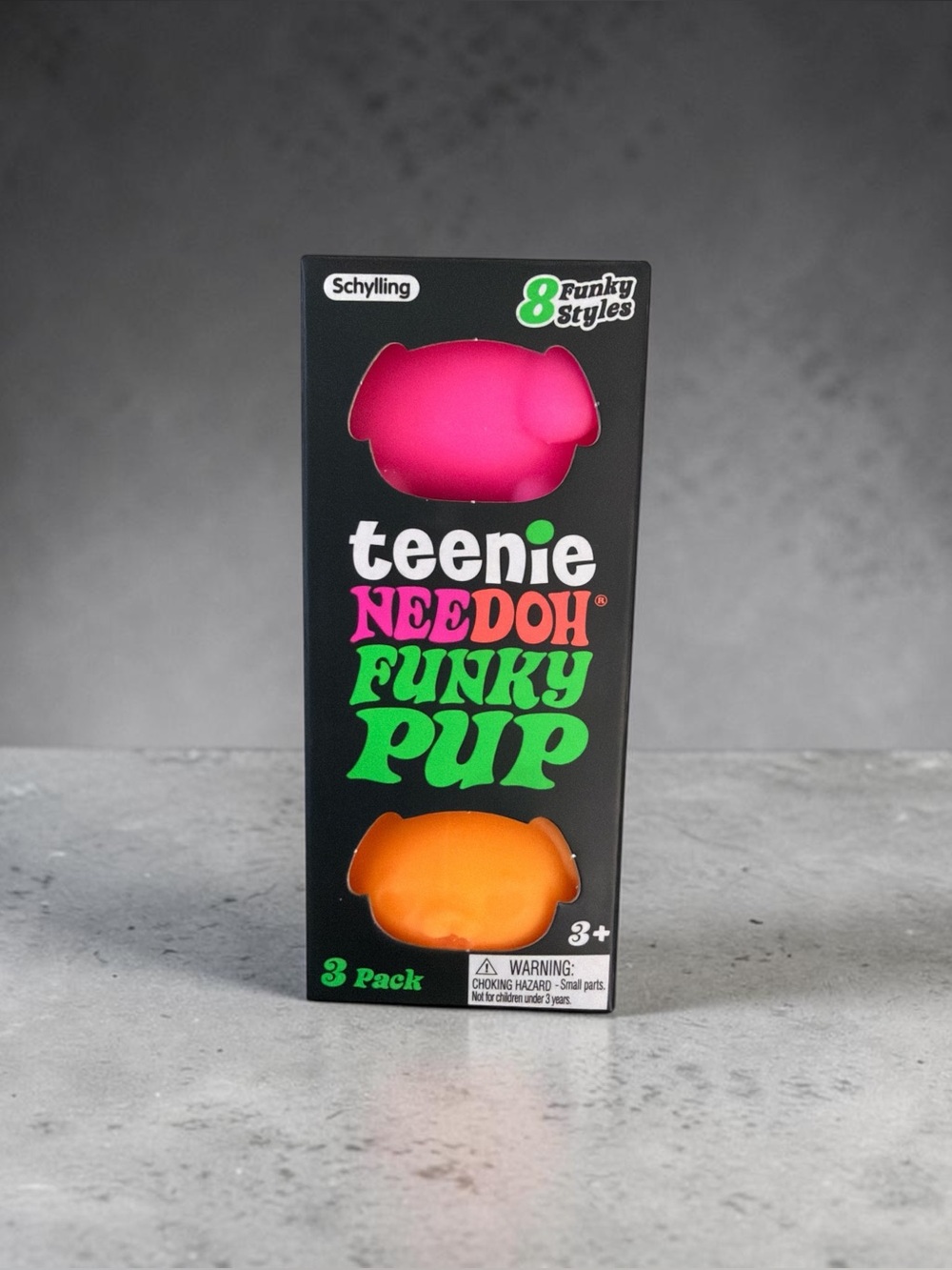 Schylling Teenie Needoh Funky Pup 3-Pack - Pink, Orange and Teal